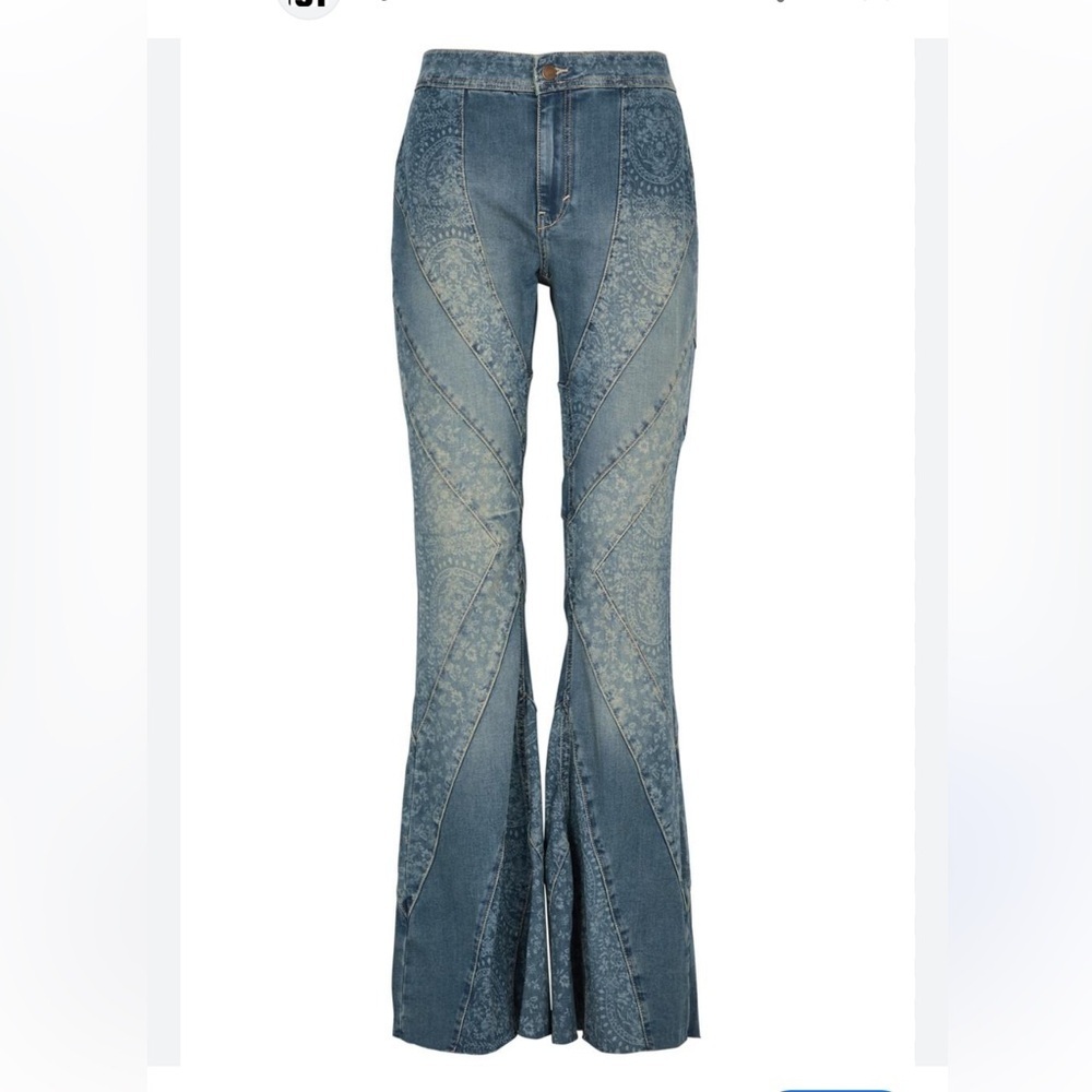 We The Free FREE PEOPLE Blue Mermaid Paneled Flare leg Jeans bells 28